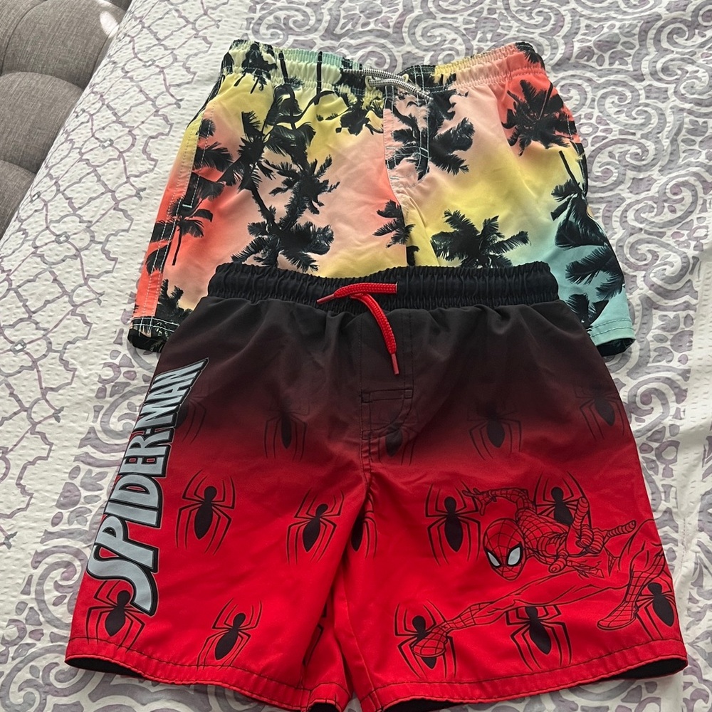 Wonder Nation Tropical Print Swim Shorts Spider-Man swim trunks